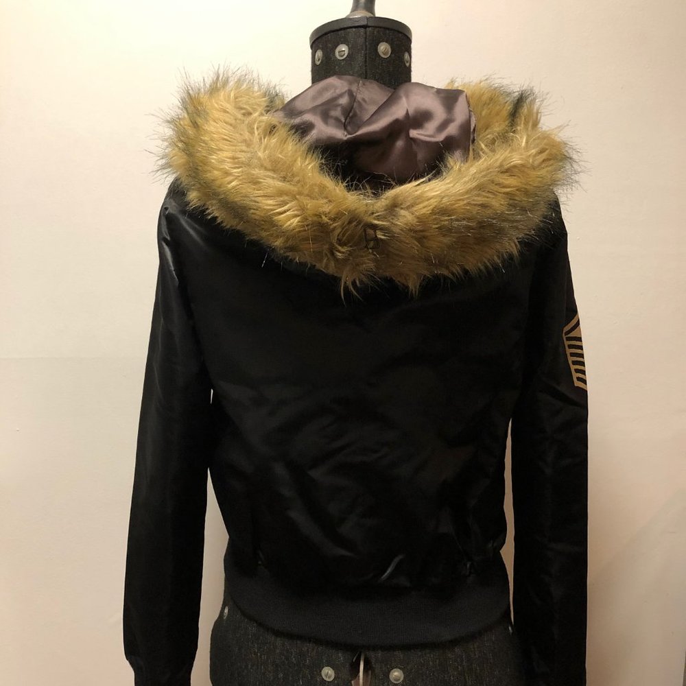 Stussy Girls Satin Coyote Bomber (New) Black Sz M - Picture 6 of 8